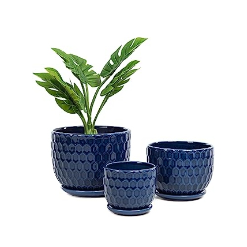 Nattol Ceramic Flower Pots with Drainage Hole and Saucer, North European Style